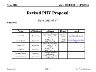 Revised PHY Proposal