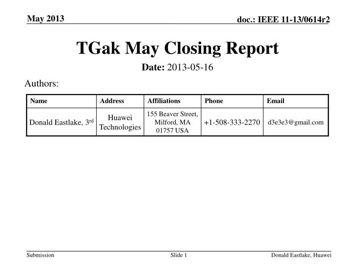 tgak may closing report