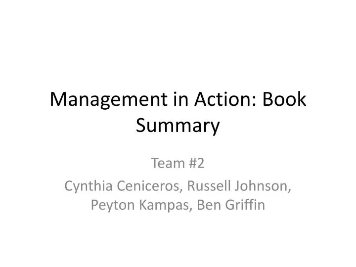 management in action book summary