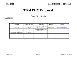 TGaf PHY Proposal