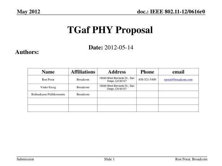 tgaf phy proposal