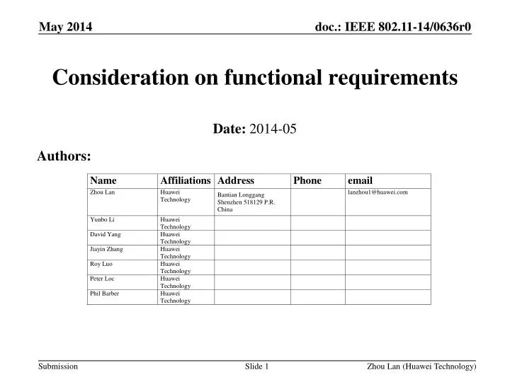 consideration on functional requirements