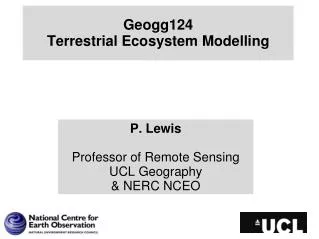 Geogg124 Terrestrial Ecosystem Modelling