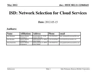 ISD: Network Selection for Cloud Services