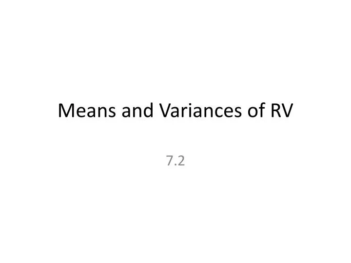 means and variances of rv