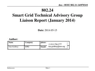 802.24 Smart Grid Technical Advisory Group Liaison Report (January 2014)
