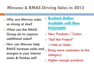 Minwax &amp; RMAS Driving Sales in 2013