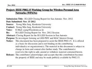 Project: IEEE P802.15 Working Group for Wireless Personal Area Networks (WPANs)