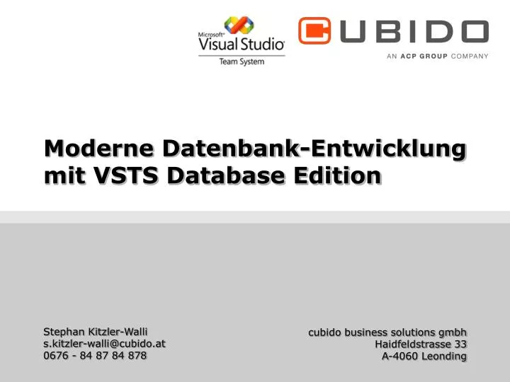 moderne datenbank entwicklung mit vsts database edition