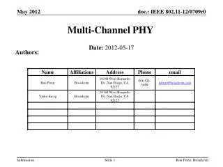 Multi-Channel PHY