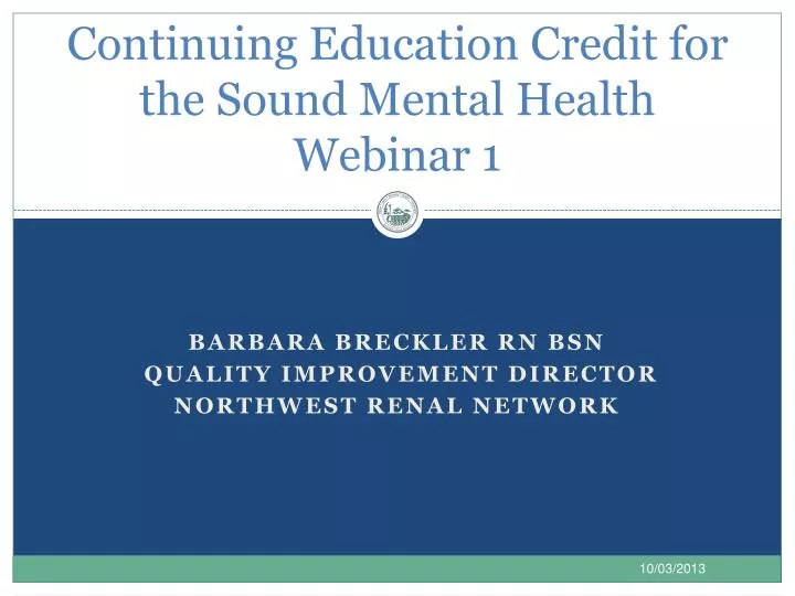 continuing education credit for the sound mental health webinar 1