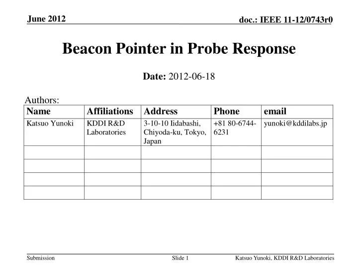beacon pointer in probe response