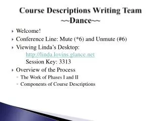 Course Descriptions Writing Team ~~Dance~~