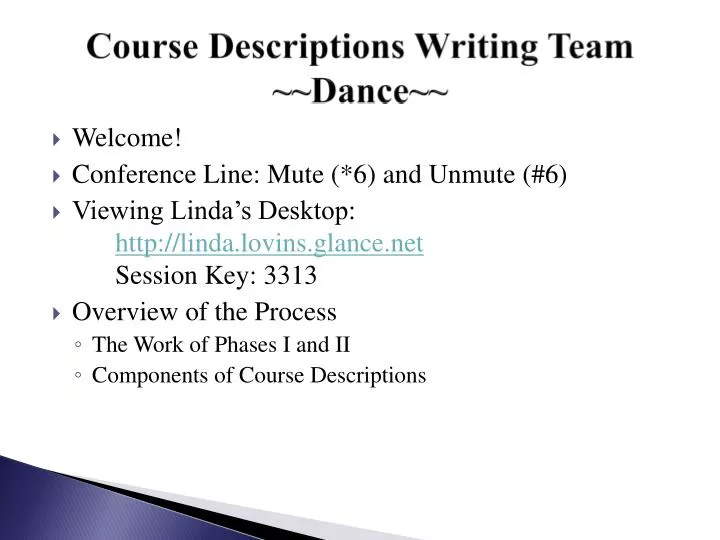 course descriptions writing team dance