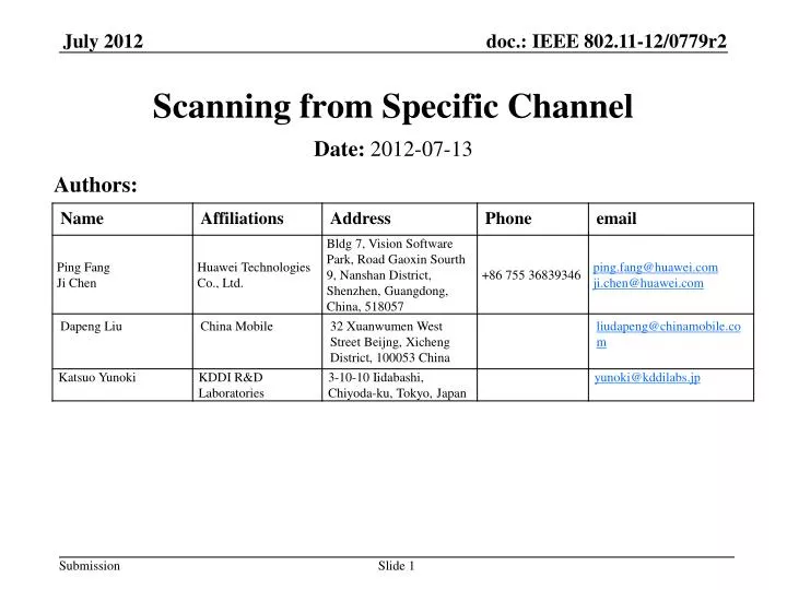 scanning from specific channel