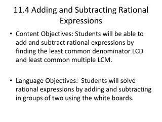 11 4 adding and subtracting rational expressions