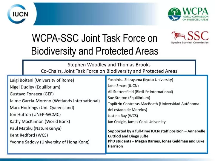 wcpa ssc joint task force on biodiversity and protected areas