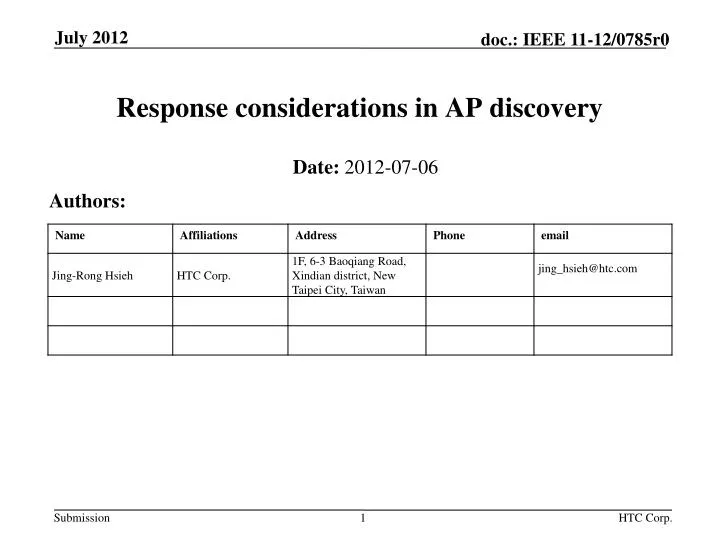 response considerations in ap discovery