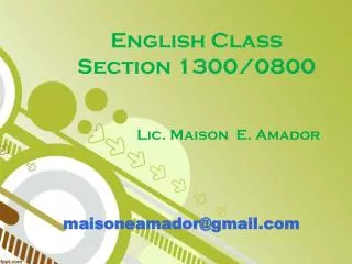 English Class Section 1300/0800