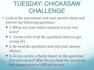 TUESDAY: CHICKASAW CHALLENGE