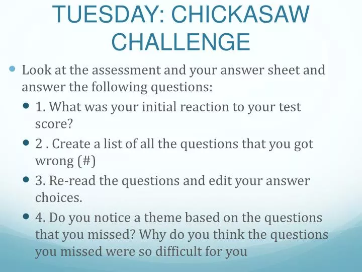 tuesday chickasaw challenge