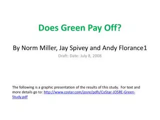 Does Green Pay Off?