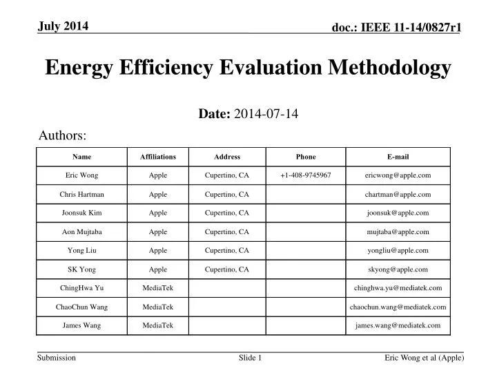 energy efficiency evaluation methodology