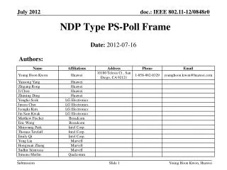 NDP Type PS-Poll Frame