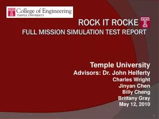 Rock it rocke Full mission simulation test report