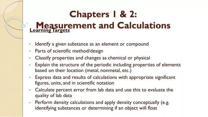 chapters 1 2 measurement and calculations