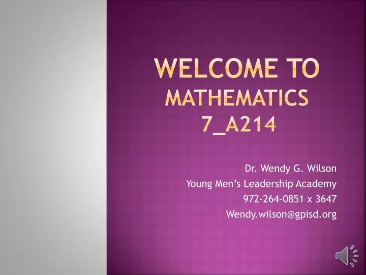 welcome to mathematics 7 a214
