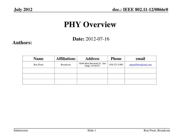 phy overview