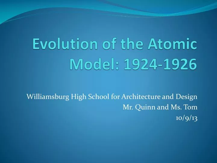 evolution of the atomic model 1924 1926