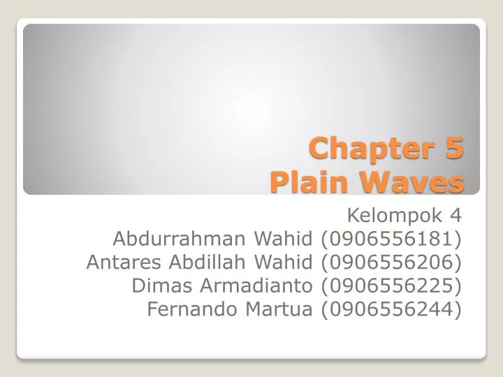 chapter 5 plain waves