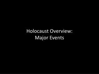 Holocaust Overview: Major Events