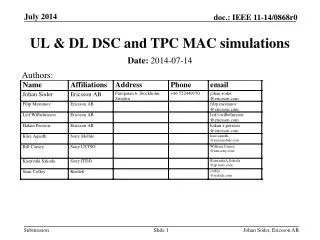 UL &amp; DL DSC and TPC MAC simulations