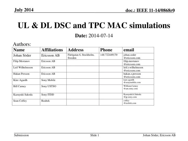 ul dl dsc and tpc mac simulations