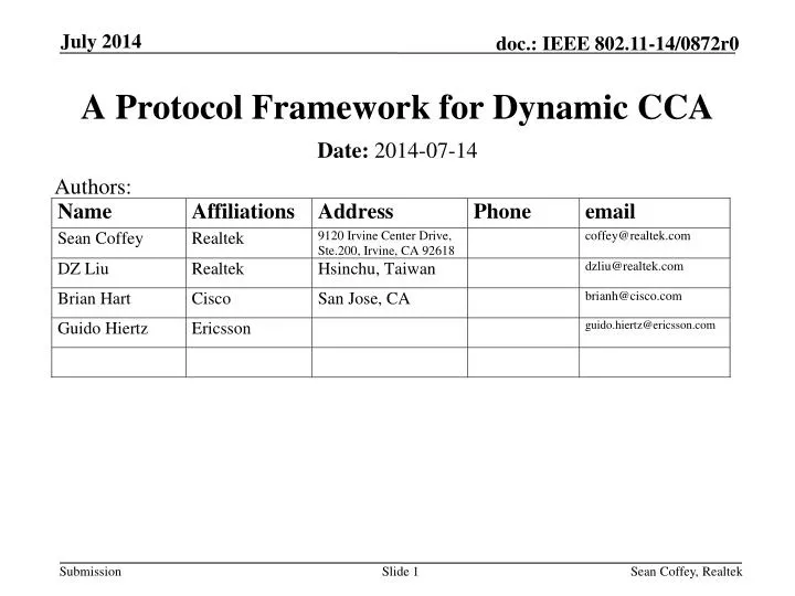 a protocol framework for dynamic cca