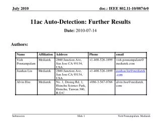 11ac Auto-Detection: Further Results