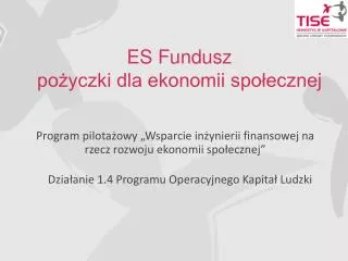 ES Fundusz pożyczki dla ekonomii społecznej