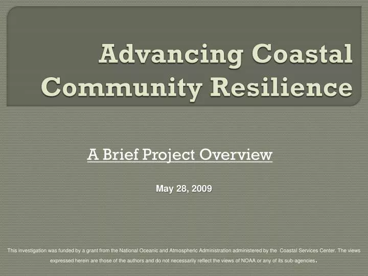 advancing coastal community resilience