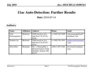 11ac Auto-Detection: Further Results