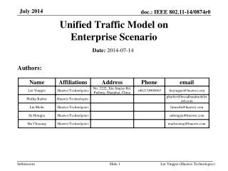 Unified Traffic Model on Enterprise Scenario