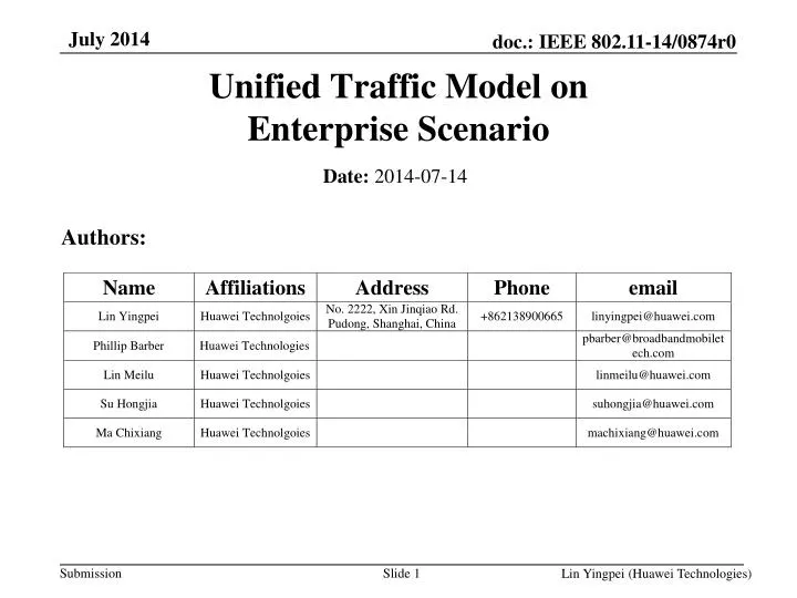 unified traffic model on enterprise scenario