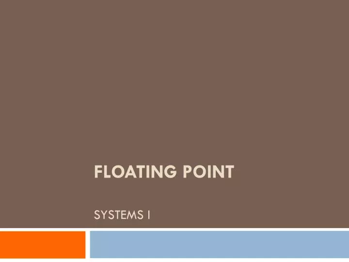 floating point systems i