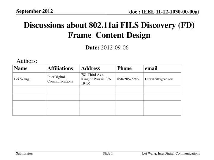 discussions about 802 11ai fils discovery fd frame content design