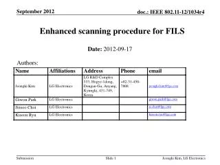 Enhanced scanning procedure for FILS