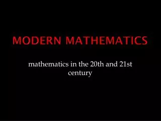 modern mathematics