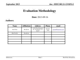 Evaluation Methodology
