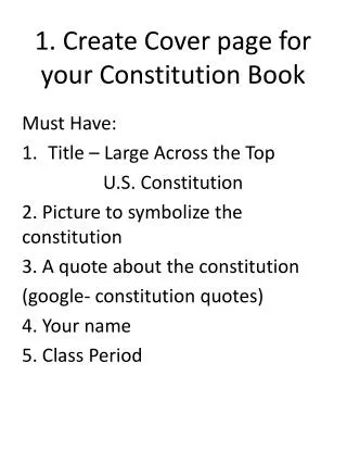 1. Create Cover page for your Constitution Book